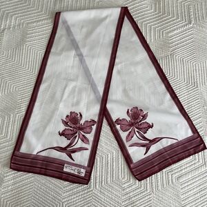 P. Saint Hilaire Paris Pink and Red Floral Rectangle Oblong Scarf 54" x 11"